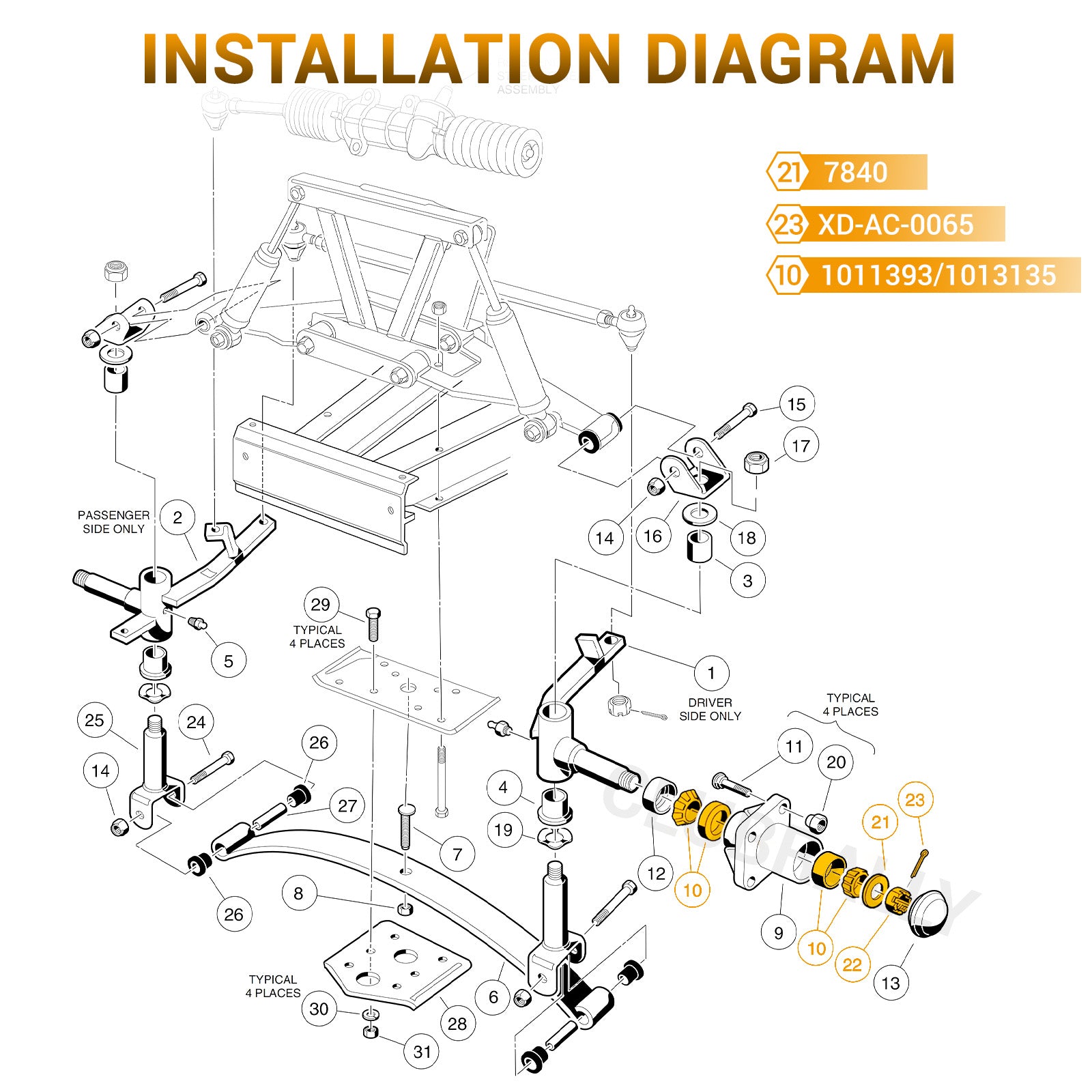 Front Wheel Bearing Hub Rebuild Kit for Club Car DS, Carryall (2 Set) |Drive-up