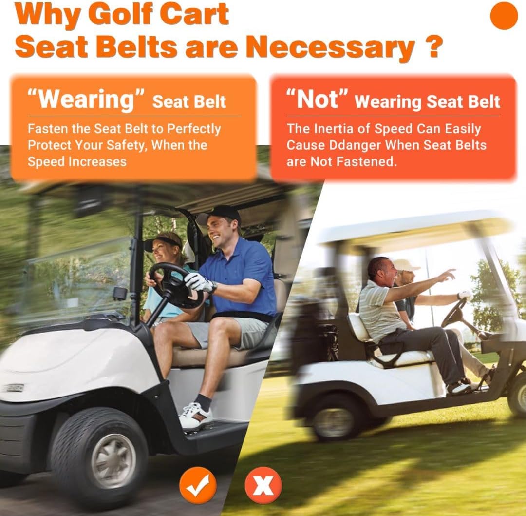Golf Cart Seat Belts, 40" Retractable Universal Seat Belts Kit,Fits Club Car EZGO Yamaha 2 Set | Drive-up