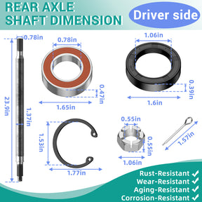 EZGO TXT Rear Splined Axle for Electric Golf Cart 1994-2013 Driver Side, 20377-G11 |Drive-up