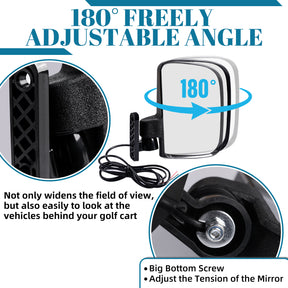 Universal Golf Cart Side Rear View Mirror with Turn Signal for Club Car EZGO Yamaha |Drive-up