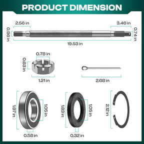 Golf Cart EZGO Rear Axle Shaft with Bearing Seal for 1994.3-2009 Gas, Passenger Side Rear OEM# 72057G01 | Drive-up