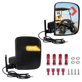 Universal Golf Cart Side Rear View Mirror with Turn Signal for Club Car EZGO Yamaha |Drive-up