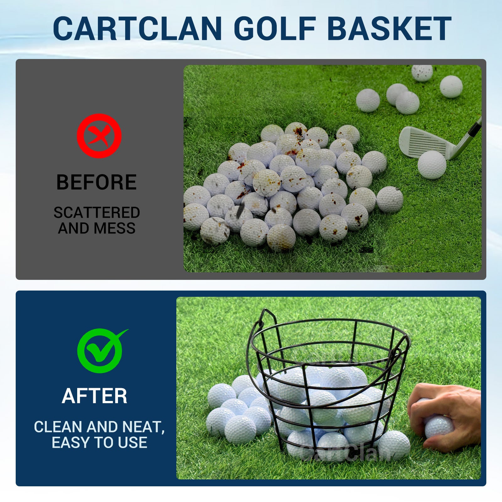 Golf Ball Basket, Golf Ball Container Bucket with Handle, Holds 45 Balls, 2 Pack  |Drive-up