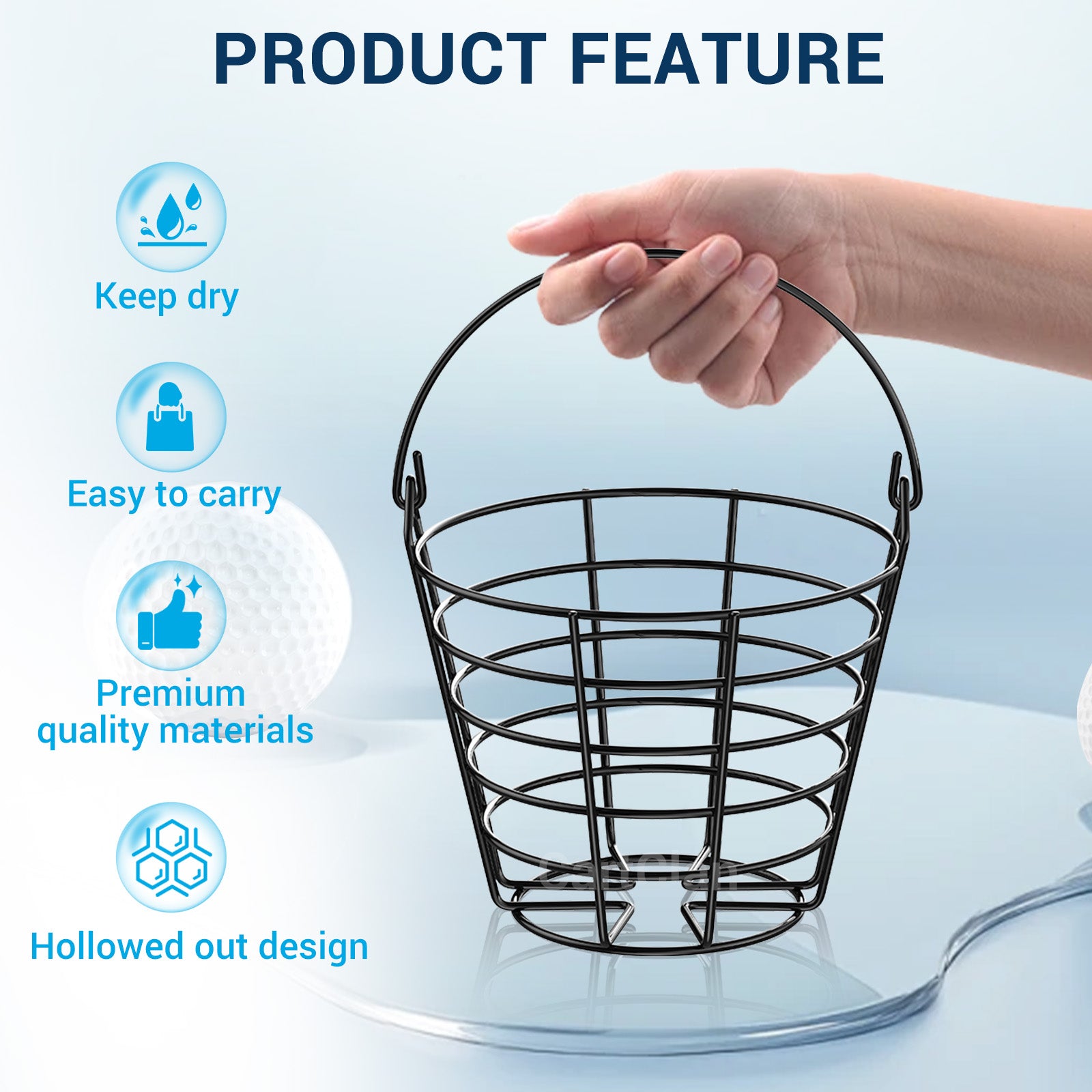 Golf Ball Basket, Golf Ball Container Bucket with Handle, Holds 45 Balls, 2 Pack  |Drive-up