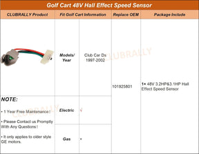 Golf Cart 48V Hall Effect Speed Sensor(with Magnet) for Club Car DS Electric 1997-2002 GE Motor, OEM #101925801 1019258-01 |Drive-up