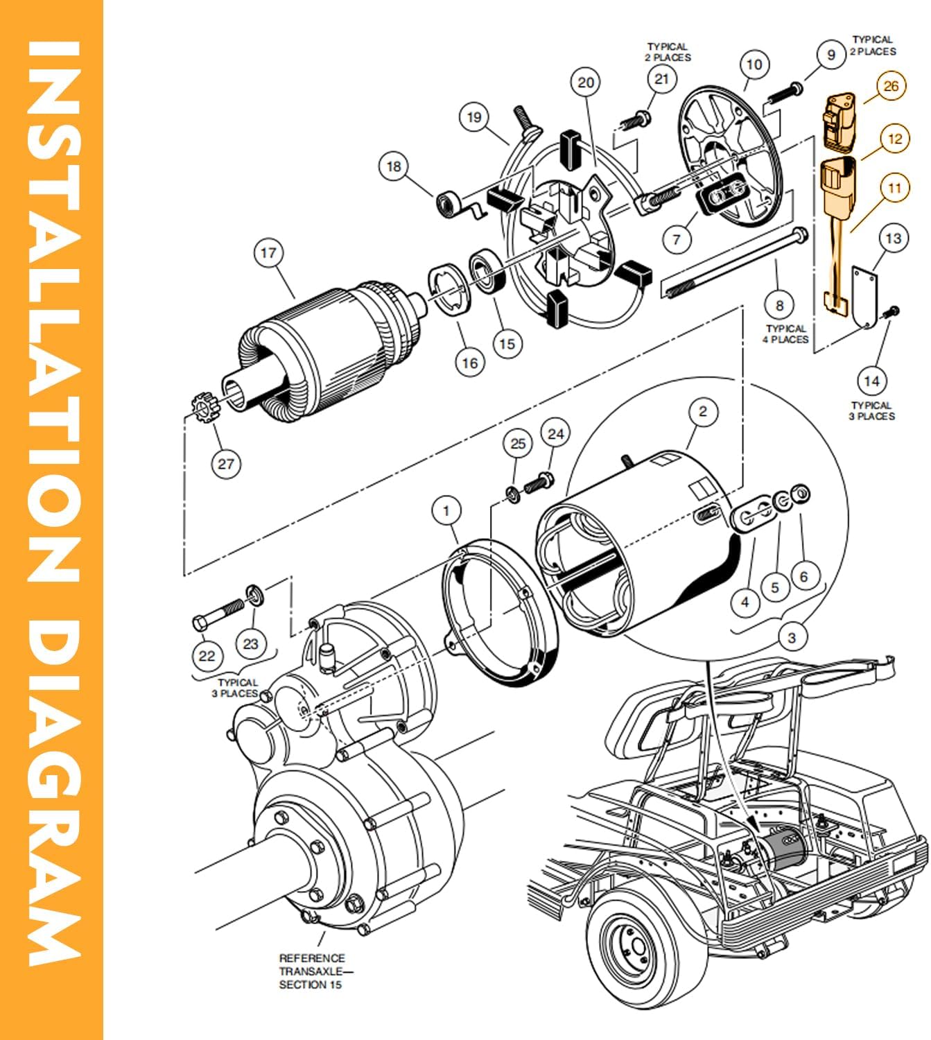 Golf Cart 48V Hall Effect Speed Sensor(with Magnet) for Club Car DS Electric 1997-2002 GE Motor, OEM #101925801 1019258-01 |Drive-up