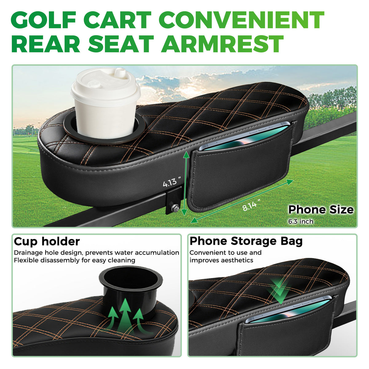 Golf Cart Armrests with Cup Holder
