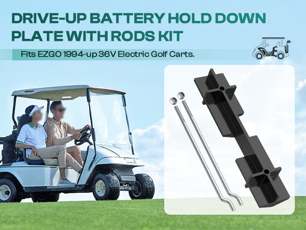 Golf Cart Battery Hold Down Plate with rods kit for EZGO 1994-up (1 Pcs) |Drive-up