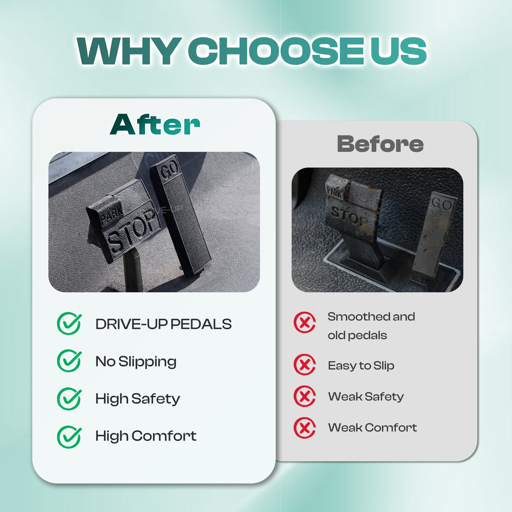 Golf Cart Pedal Set, Golf Cart Accelerator & Brake Pedal Pad Cover For Club Car DS 1981-2011, OEM #1013869 1013870 1013871 |Drive-up