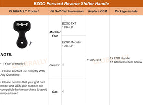 Golf Cart Forward Reverse Shifter Handle, FNR Handle Fit for 1994-UP EZGO Gas & Electric TXT, Medalist, OEM #71205-G01