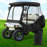 Club Car Driving Enclosure for 4 Passenger DS, 600D Golf Cart Rain Cover with Zipper Door & 4-Sided Clear Window |Drive-up