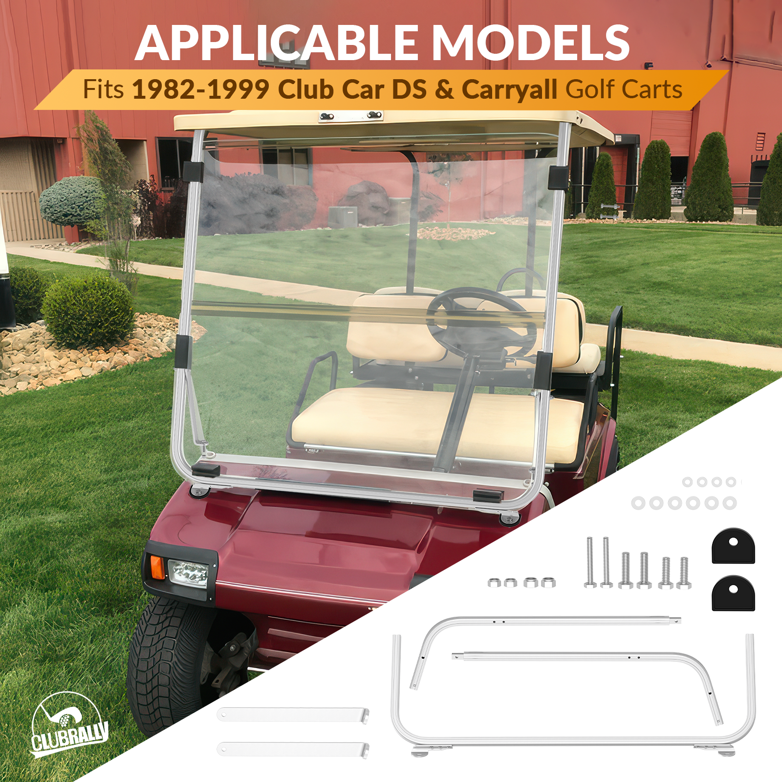 Golf Cart Top Strut Brackets for Club Car DS & Carryall 1982-2000 | Drive up