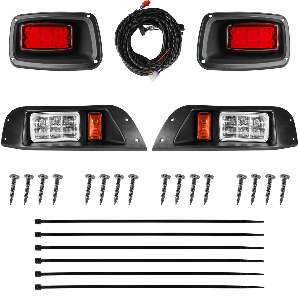 Basic Complete LED Light Kit for EZGO TXT Gas&Electric Golf Cart Headlights&Tail Lights