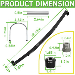 Drive-up Golf Cart Heavy Duty Dual Action Rear Leaf Spring Kit for EZGO RXV 2008-Up, Replaces OEM 604494