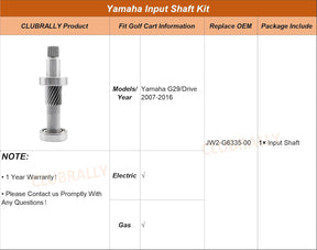 DRIVE-UP Golf Cart Input Shaft Kit, Applicable to Yamaha G29/ Drive Golf Carts 2007-2016, OEM #JW2-G6335-00