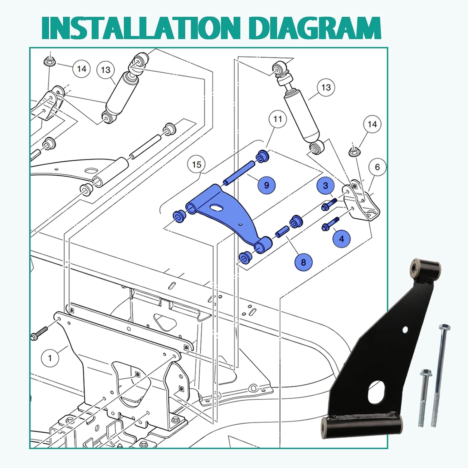 Control Arm Delta A-Plate for 2004+ Club Car Precedent & 2018-up Tempo Golf Carts 102287301/103388501 (Control A-Arm Kit) |Drive-up