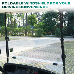 Golf Cart EZGO TXT Windshield For DCS, PDS 1995-2013 G&E Models, Clear Down Windshield Foldable Anti-UV Protection and Impact Resistant |Drive-up