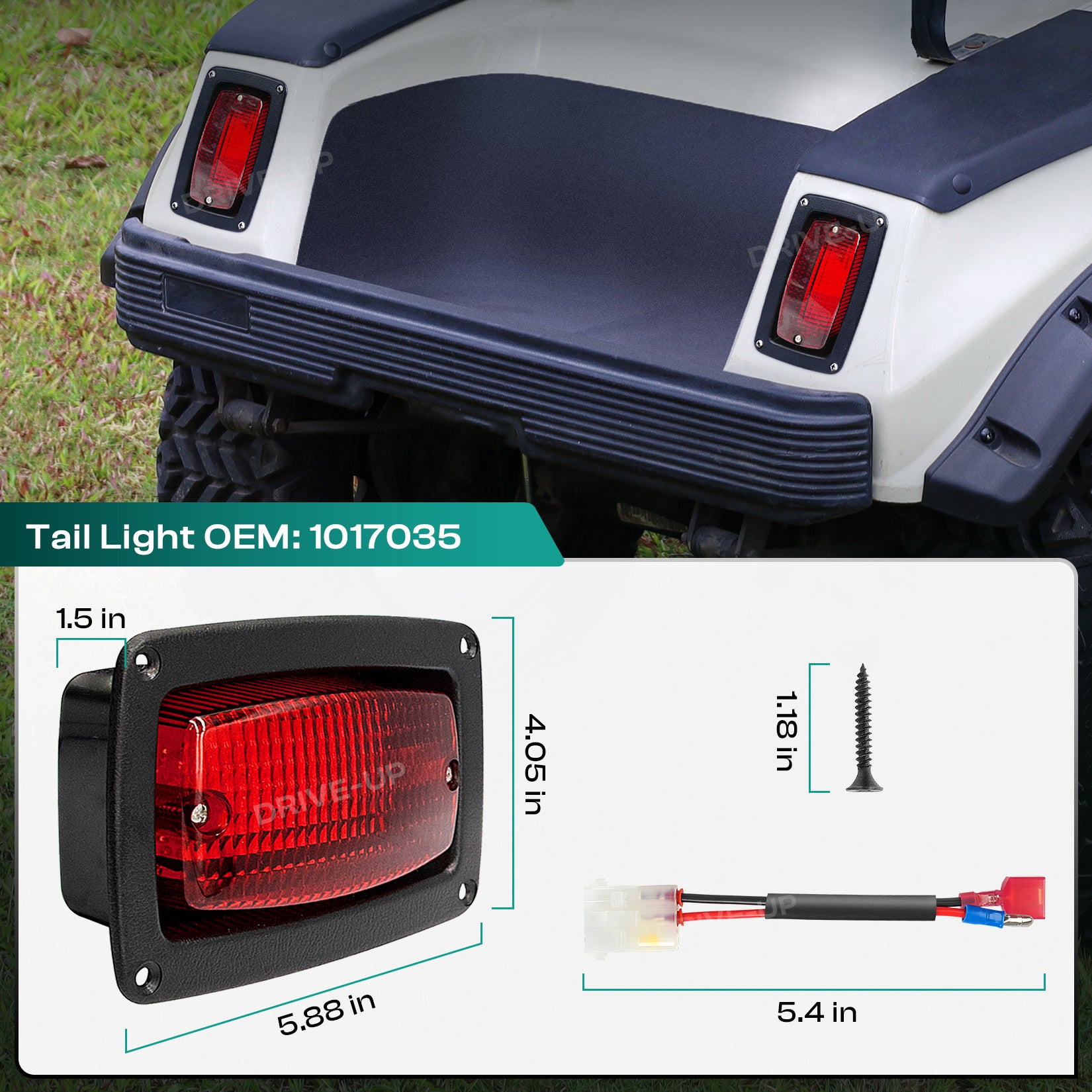 LED Tail Light Kit for Club Car DS 1982-Up Golf Cart with 3 Wire Club Car Taillights |Drive-up