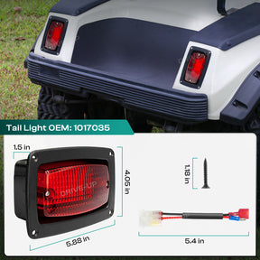 LED Tail Light Kit for Club Car DS 1982-Up Golf Cart with 3 Wire Club Car Taillights |Drive-up