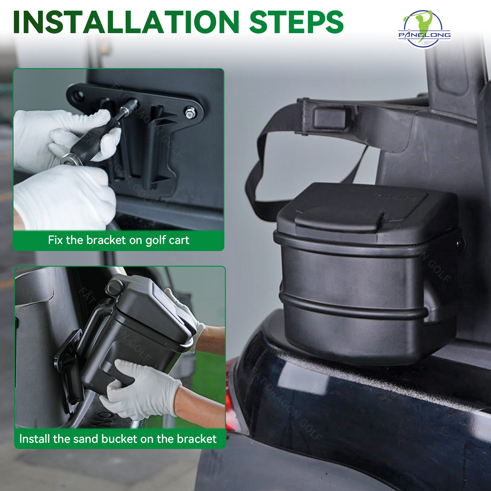 Large Capacity Sand Bucket with Bracket fits for 2004-UP Club Car | Drive-up