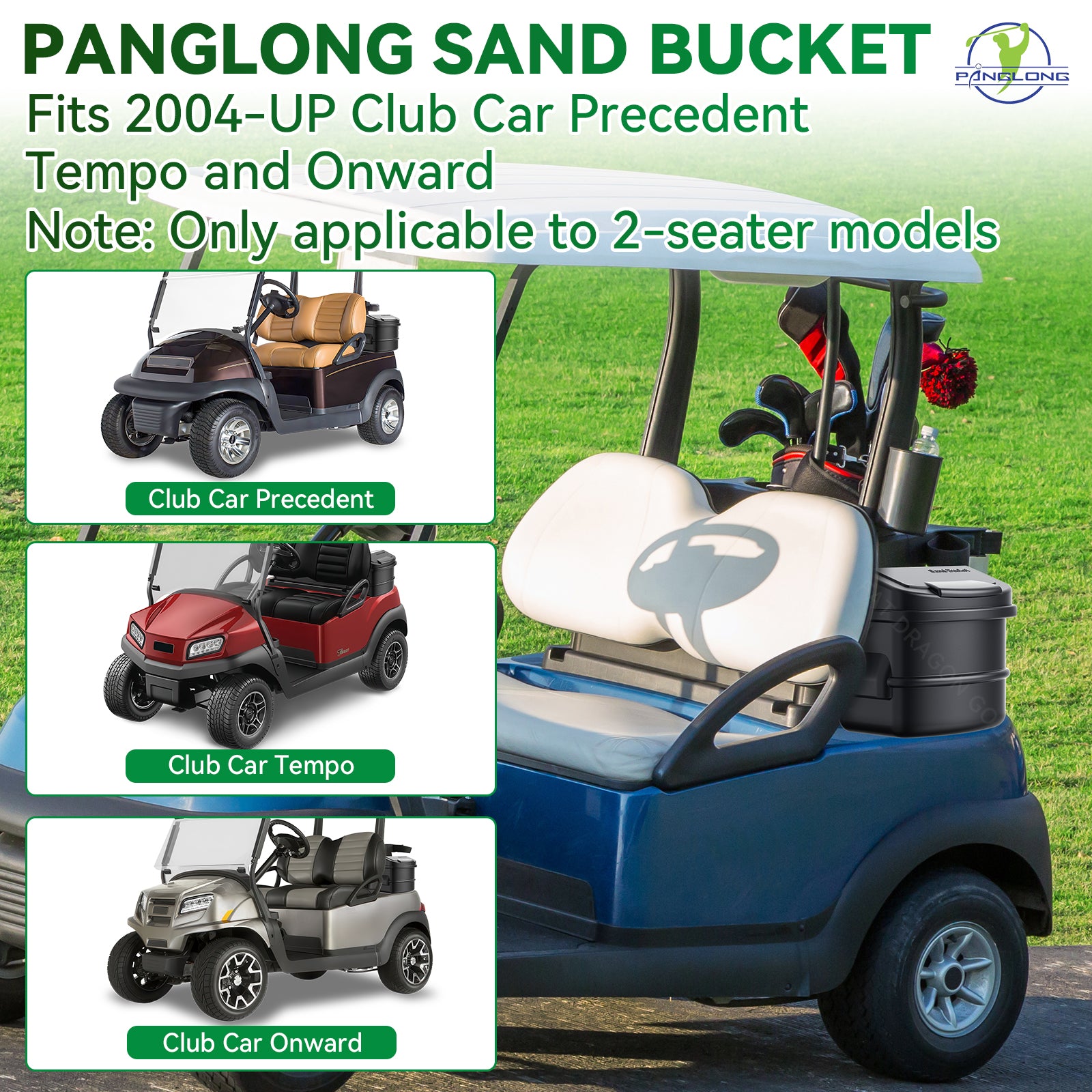 Large Capacity Sand Bucket with Bracket fits for 2004-UP Club Car | Drive-up