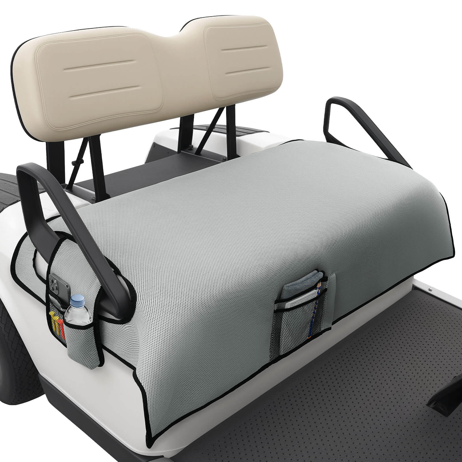 Grey All-Season Golf Cart Seat Covers with Storage Pockets