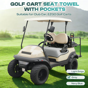 Grey All-Season Golf Cart Seat Covers with Storage Pockets