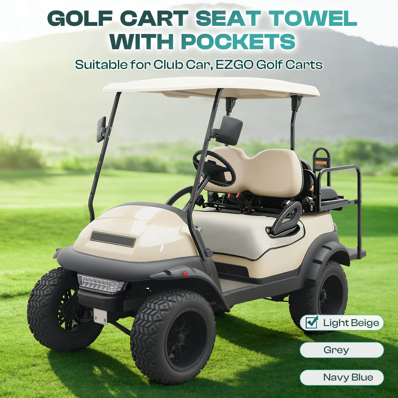 Light beige golf cart seat cover​s​,golf cart blanket seat covers​,golf cart seat cover with pockets​