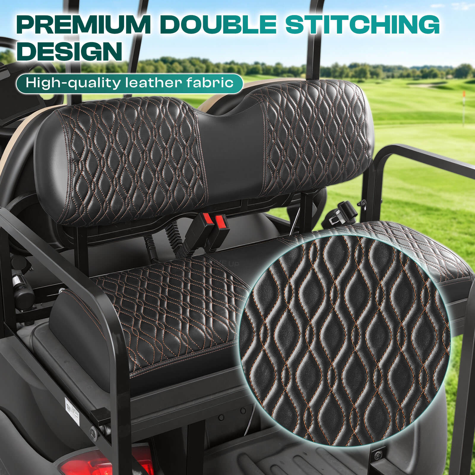 Universal Premium PVC Rear Seat Cover Set for 2+2 Golf Carts – 4 Design Options | DRIVE UP