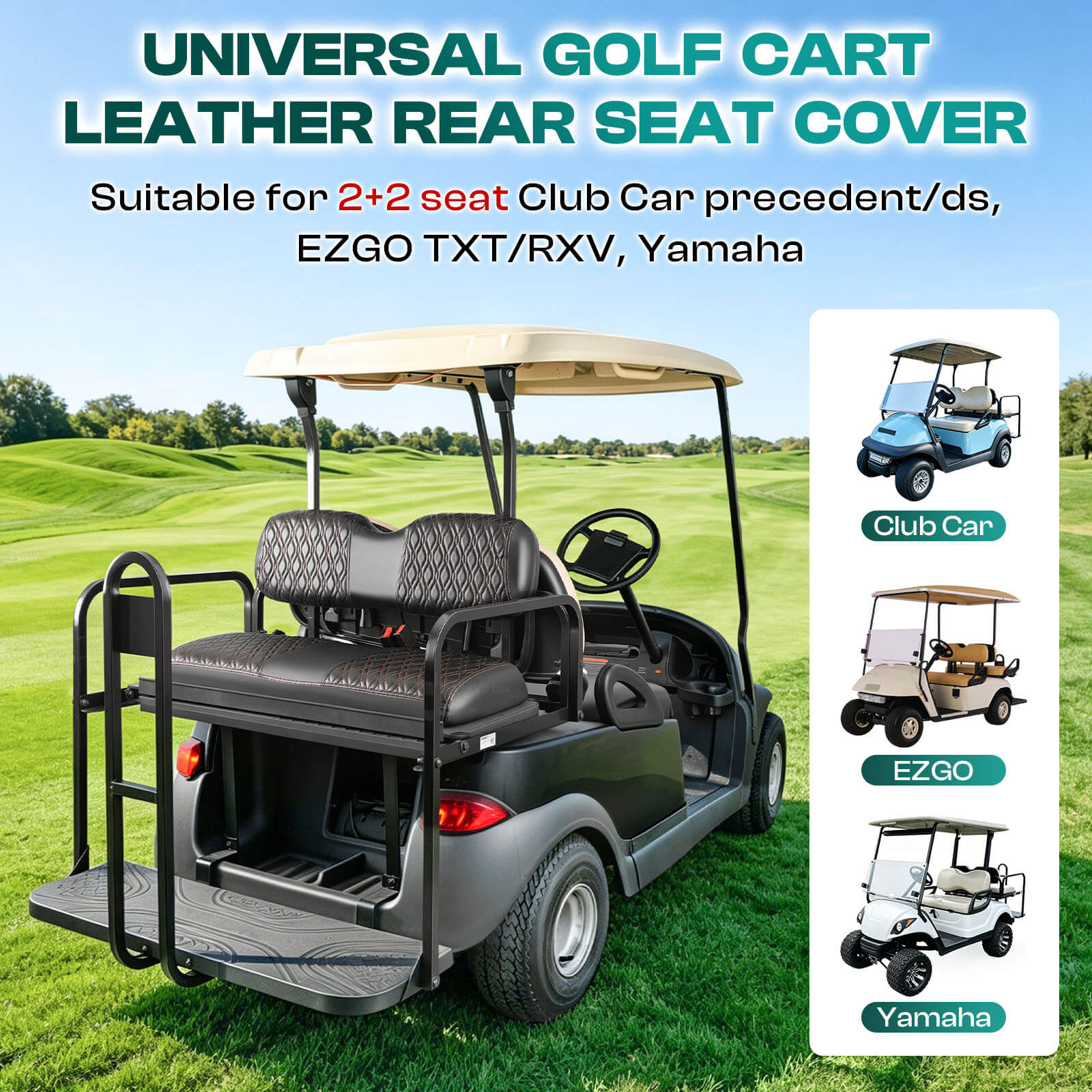Universal Premium PVC Rear Seat Cover Set for 2+2 Golf Carts – 4 Design Options | DRIVE UP