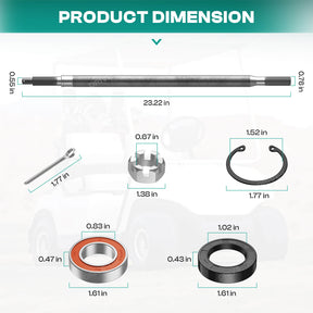 Yamaha Golf Cart Rear Axle Assembly Passenger Side with bearings and seals | Drive-up