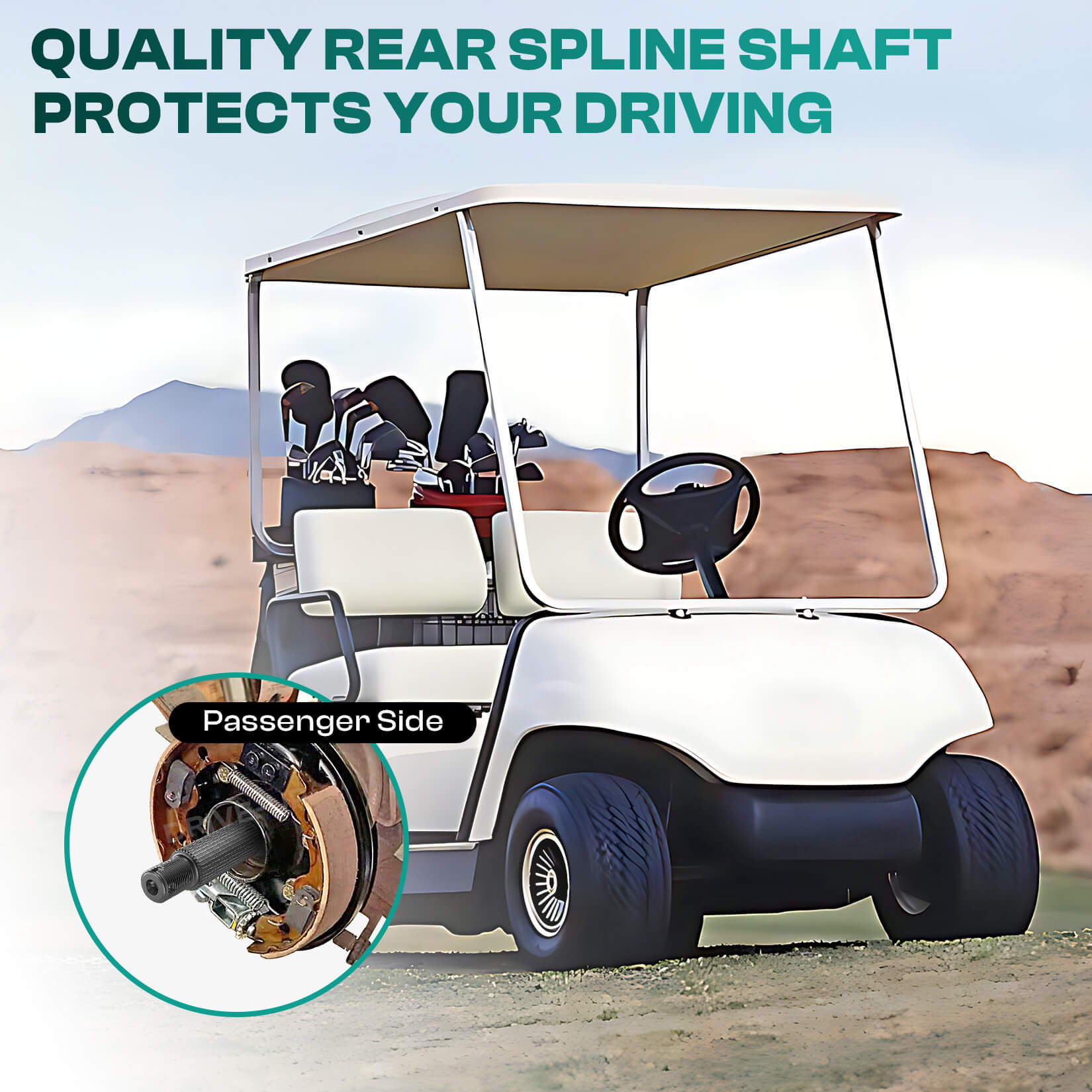 Yamaha Golf Cart Rear Axle Assembly Passenger Side with bearings and seals | Drive-up