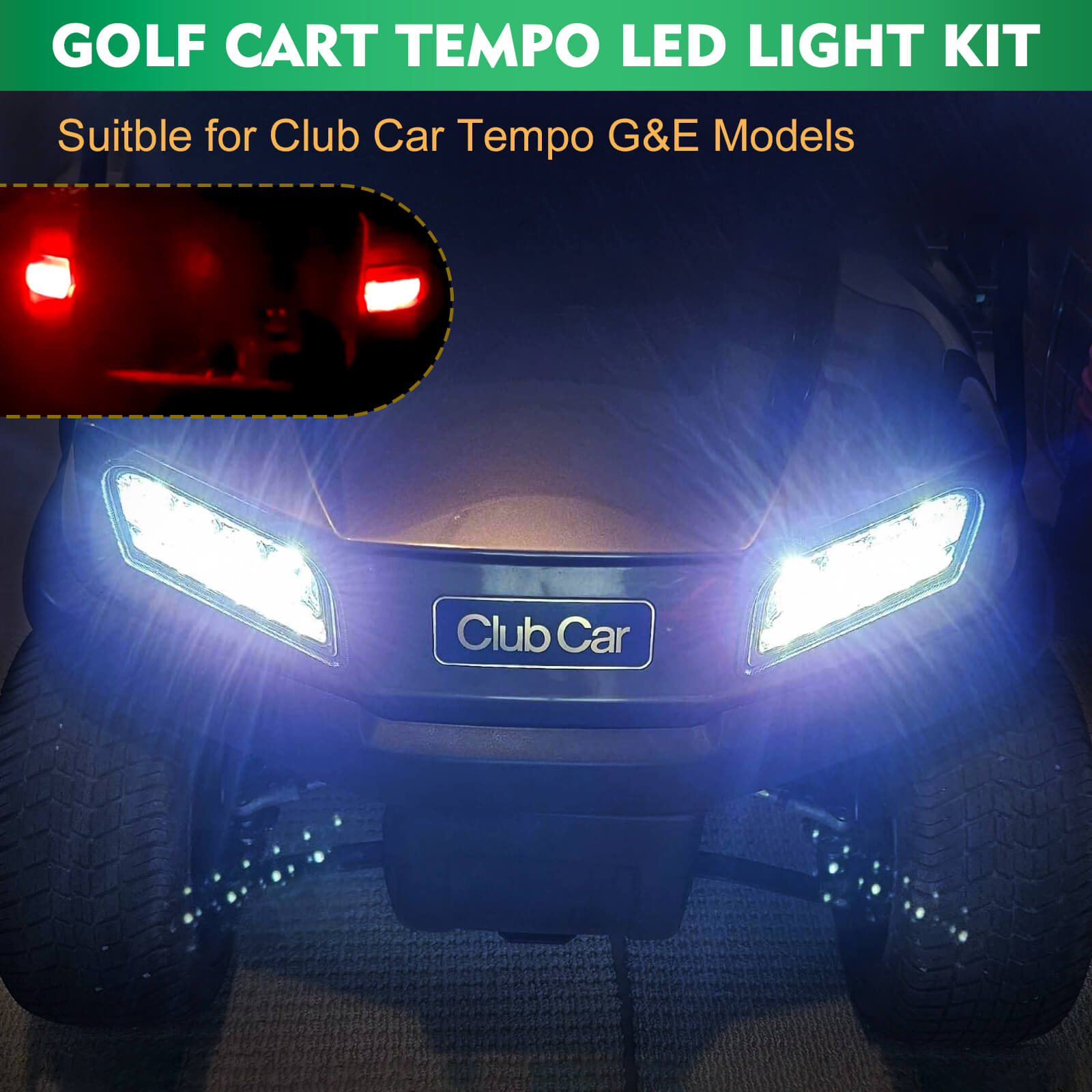 Club Car Tempo Light Kit Complete LED Lighting Set with Harness | Drive-up
