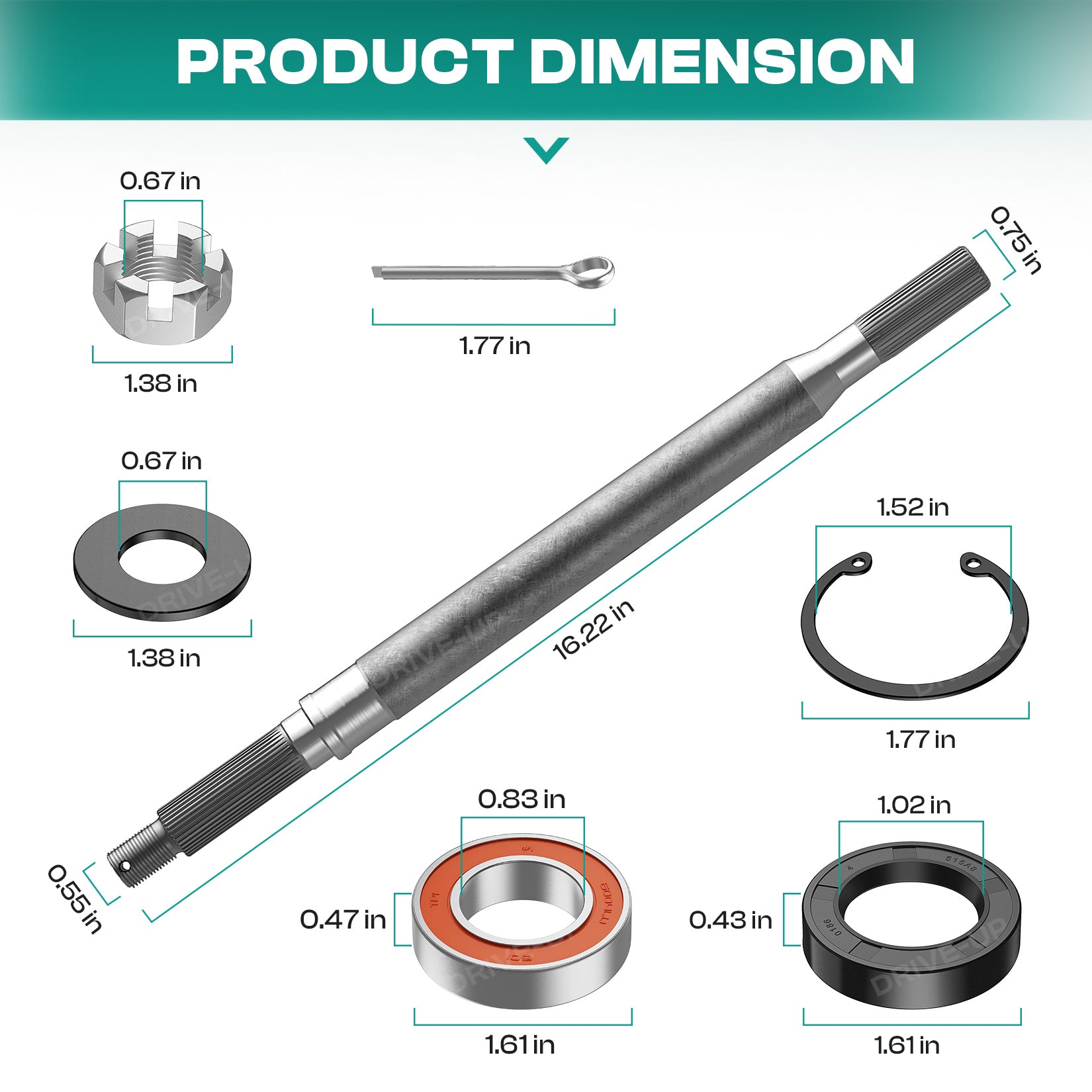 EZGO RXV Rear Spline Axle Shaft for Electric Golf Cart 2008-Up Passenger Side OEM 620341 614209 |Drive-up