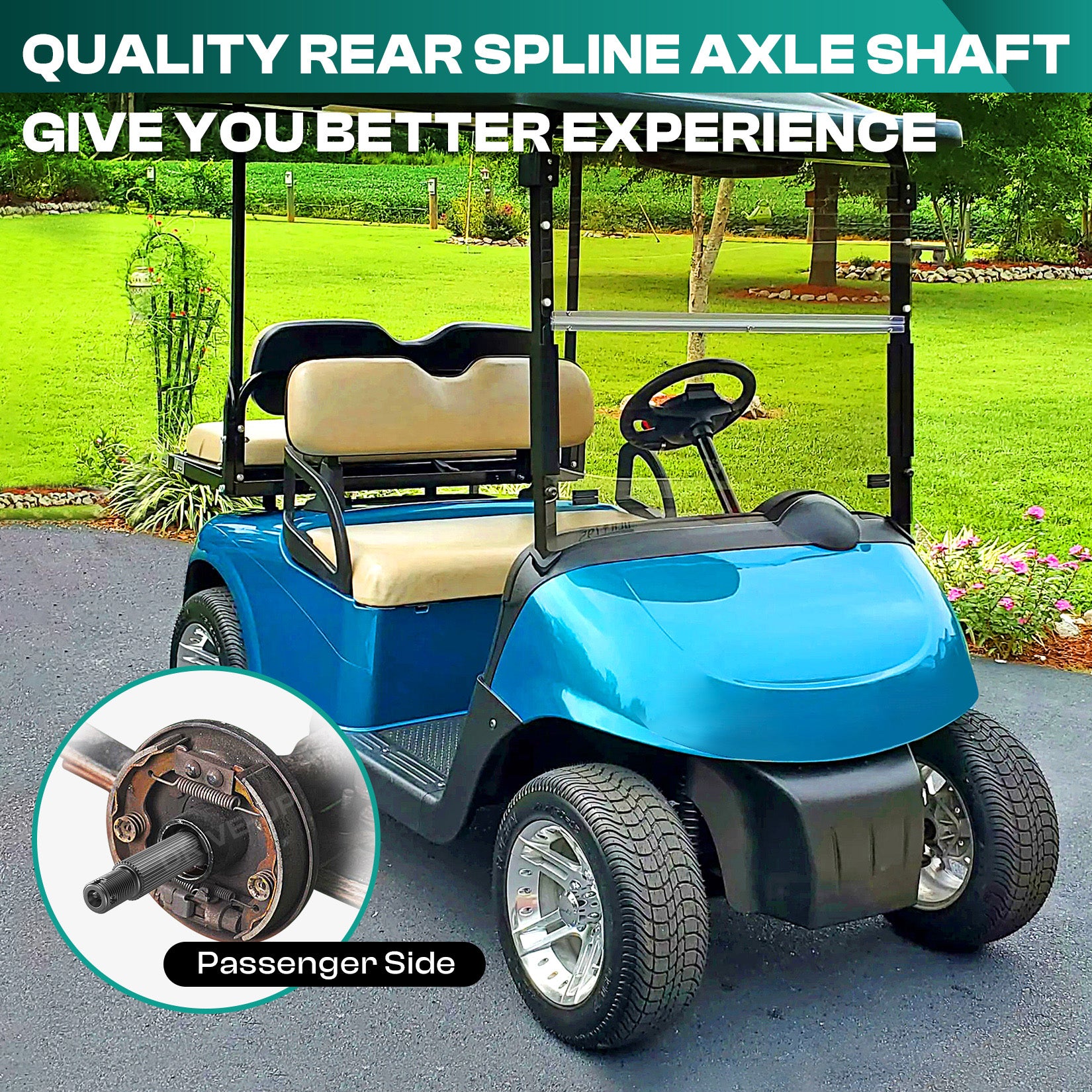 EZGO RXV Rear Spline Axle Shaft for Electric Golf Cart 2008-Up Passenger Side OEM 620341 614209 |Drive-up