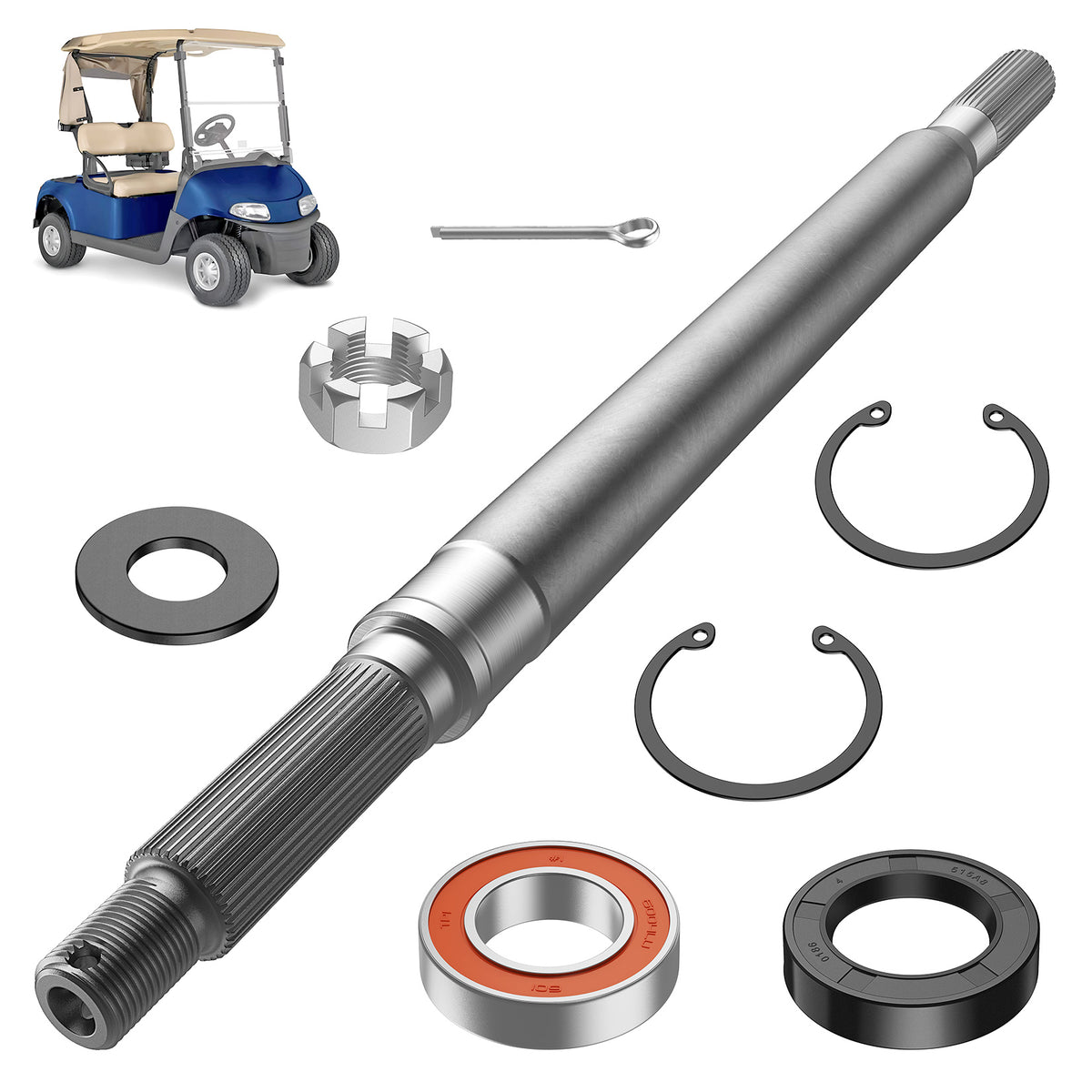 EZGO RXV Rear Spline Axle Shaft for Electric Golf Cart 2008-Up Passenger Side OEM 620341 614209 |Drive-up