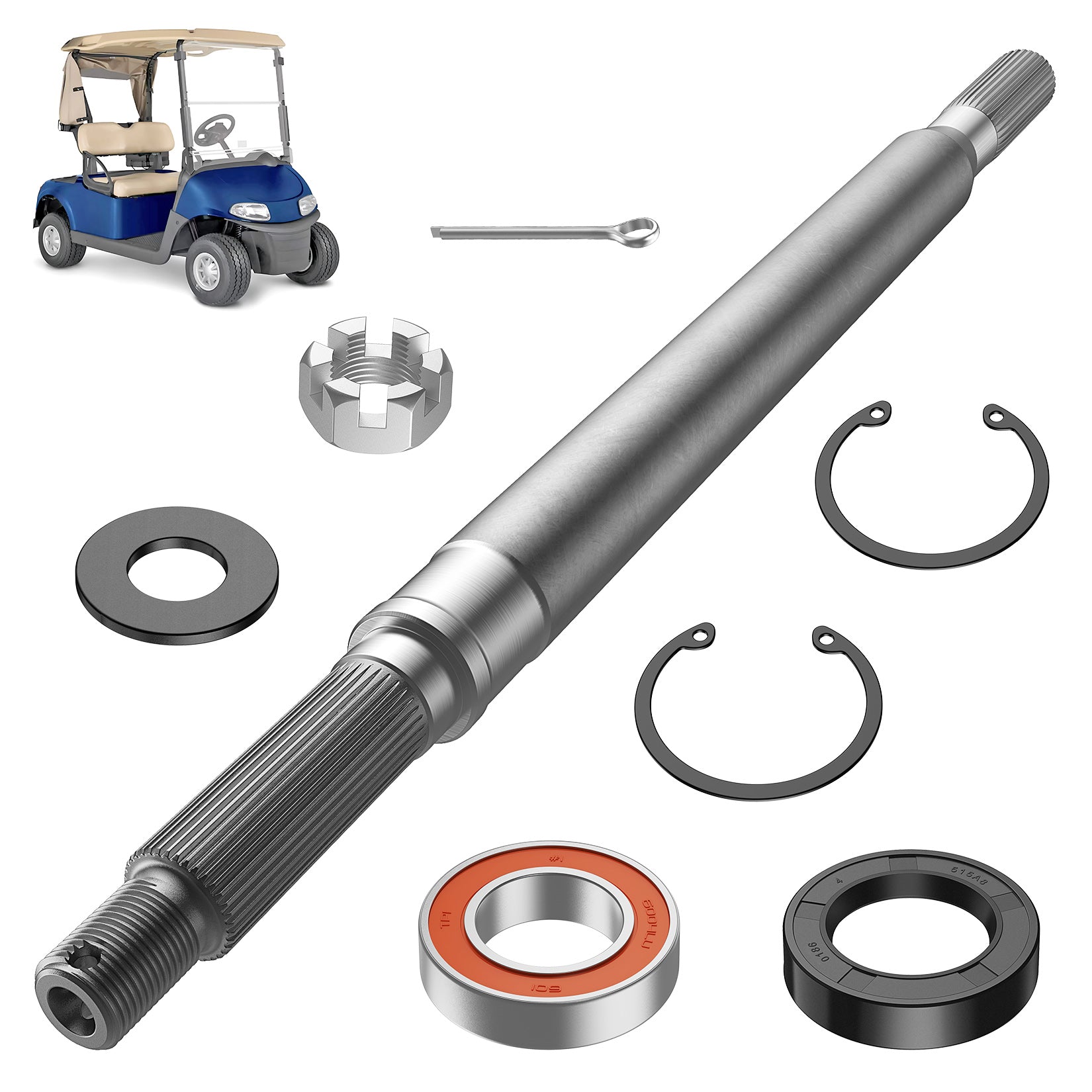 EZGO RXV Rear Spline Axle Shaft for Electric Golf Cart 2008-Up Passenger Side OEM 620341 614209 |Drive-up