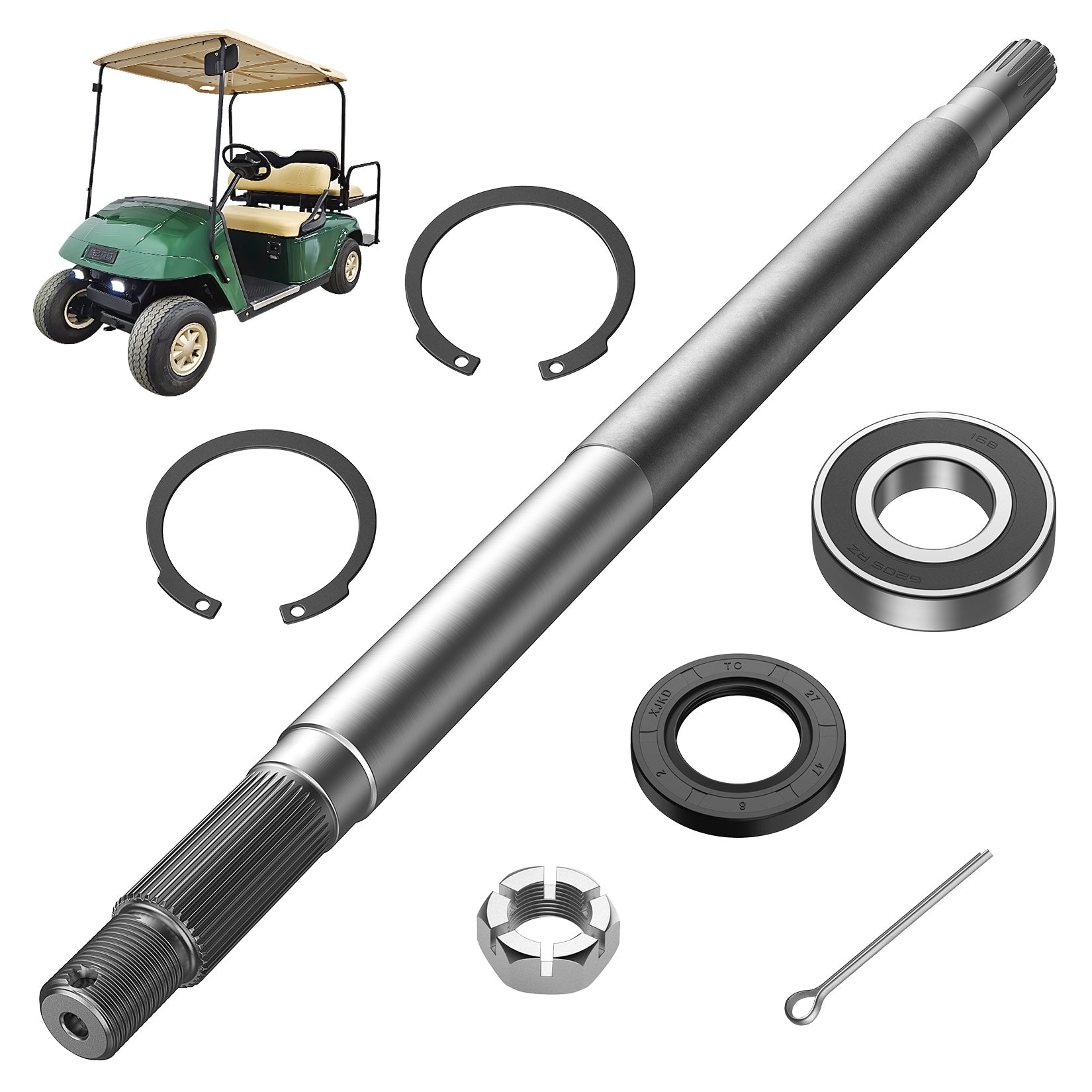 Golf Cart EZGO Rear Axle Shaft with Bearing Seal for 1994.3-2009 Gas TXT OEM #72056G01  | Drive-up