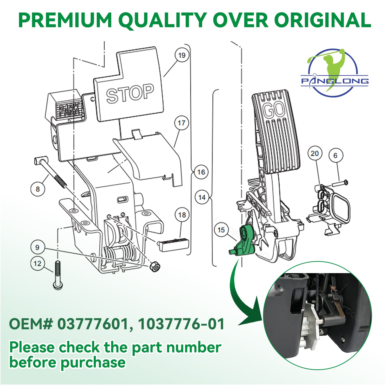 Park Brake Release and Parking Gear Repair Kit for Club Car| Drive up