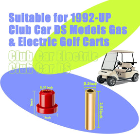 Drive-up Golf Cart Bushings Kit for Club Car DS, Front Leaf Spring Bushings Red Polyurethane