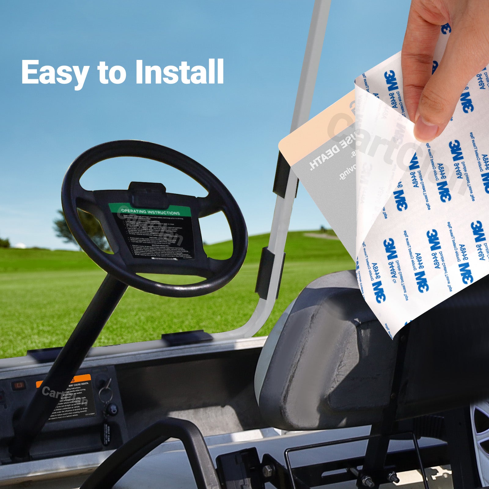 Golf Cart Steering Wheel Sticker/Dashboard Sticker Kit, for Club Car Precedent & DS Elec Models, OEM #102518001, 101621601 |Drive-up