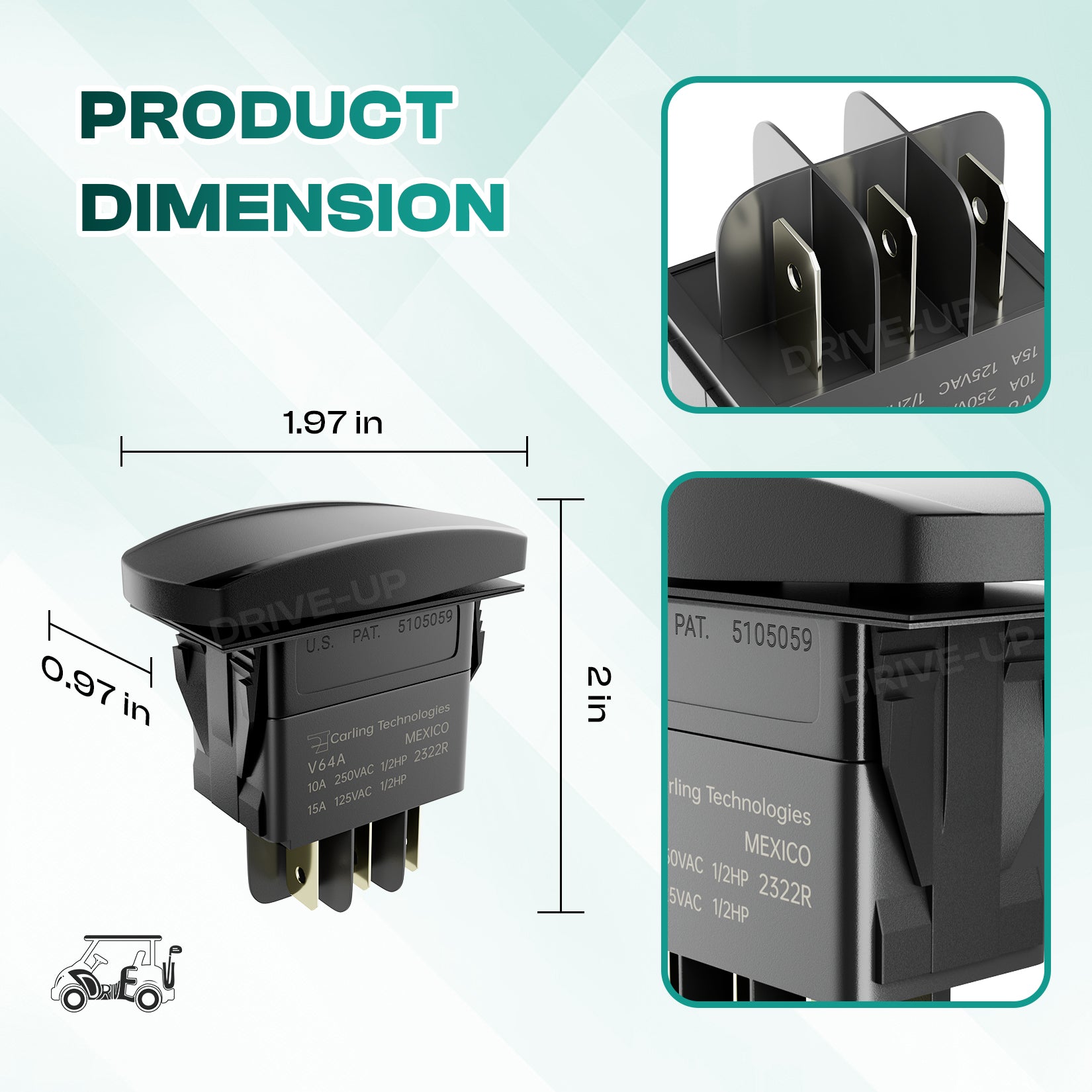 Foward Reverse Switch Compatible with Club Car DS, Precedent 1996-Up 48V E Golf Cart PowerDrive Plus and Tempo 2018-Up |Drive-up