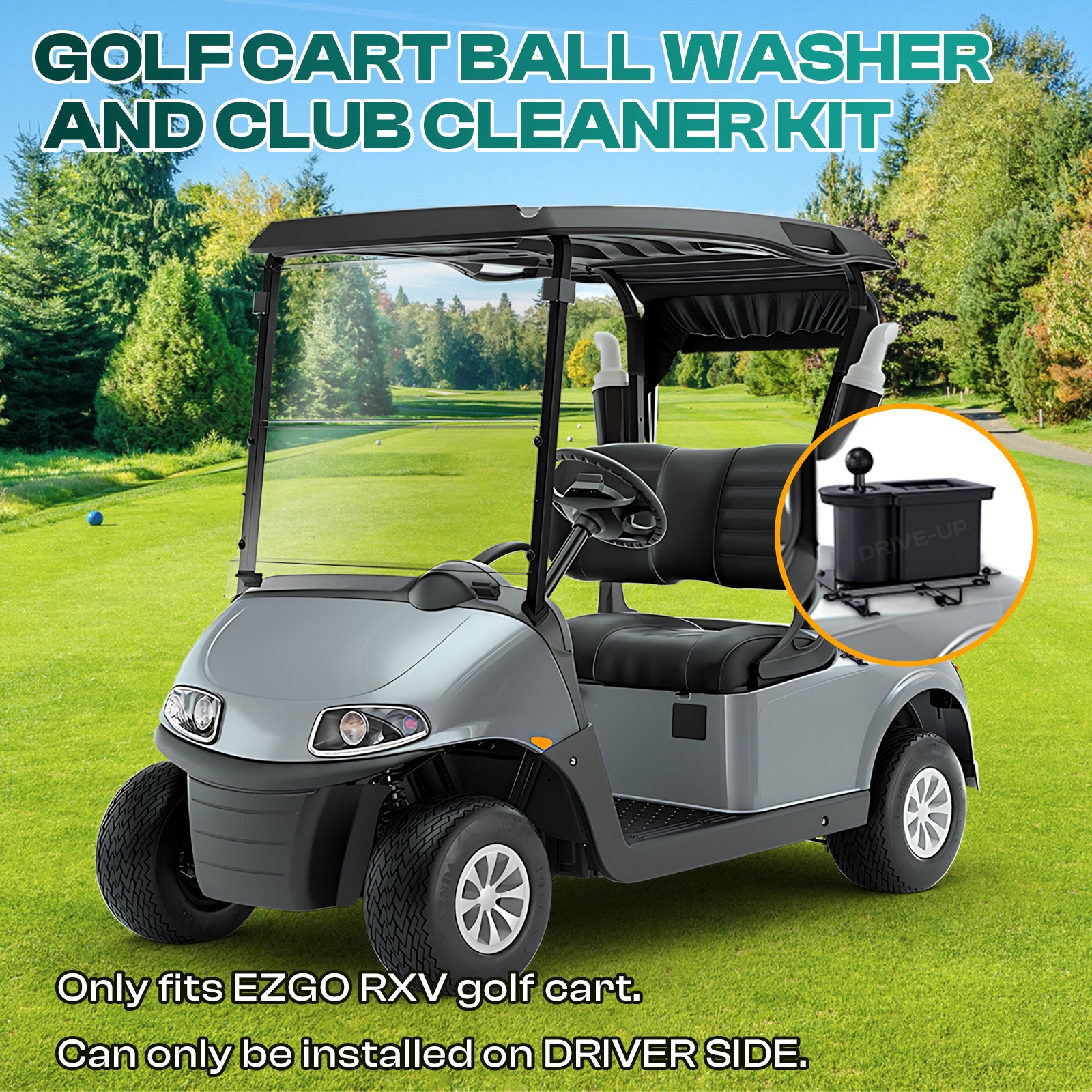 Golf Cart Ball Washer and Club Cleaner Kit, Passenger Side EZGO RXV G&E Golf Carts, OEM 603836 |Drive-up