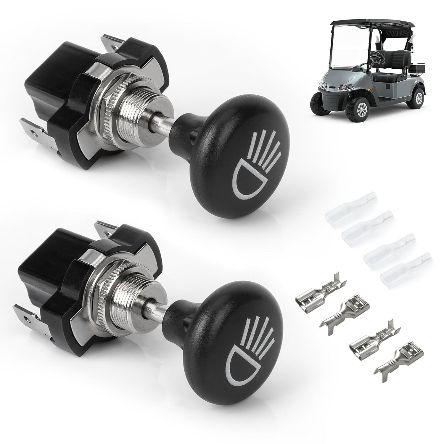 2 PCs Universal Golf Cart Push Button Light Switch
