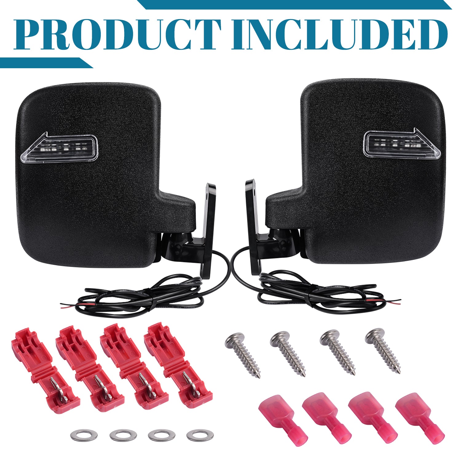 Universal Golf Cart Side Rear View Mirror with Turn Signal for Club Car EZGO Yamaha |Drive-up