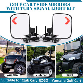 Universal Golf Cart Side Rear View Mirror with Turn Signal for Club Car EZGO Yamaha |Drive-up