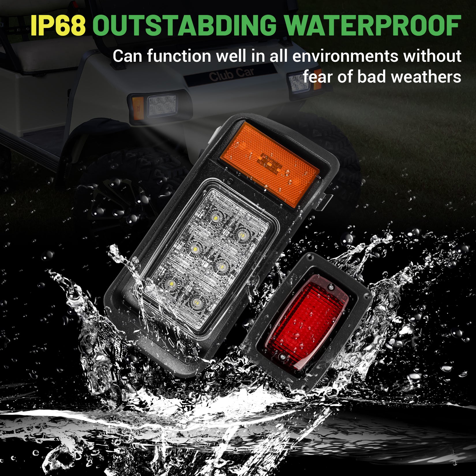 Club Car DS Led Head Light Kit Headlight and Tail Light Assembly