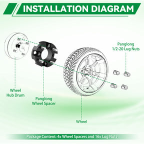 Universal Golf Cart Wheel Spacers Kit with Lug Nuts-2 inch, Wheel Spacers Kit Suitable for Yamaha, Club Car, EZGO | Drive-up