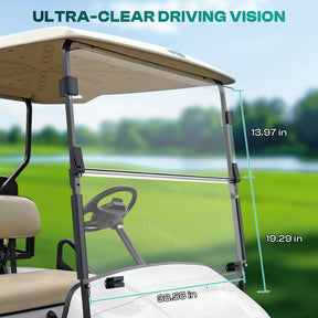 Golf Cart EZGO TXT Windshield For DCS, PDS 1995-2013 G&E Models, Clear Down Windshield Foldable Anti-UV Protection and Impact Resistant |Drive-up