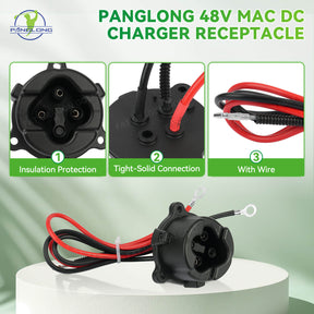 48V MAC DC Charger Receptacle with Harness for Yamaha G29 2011-2017
